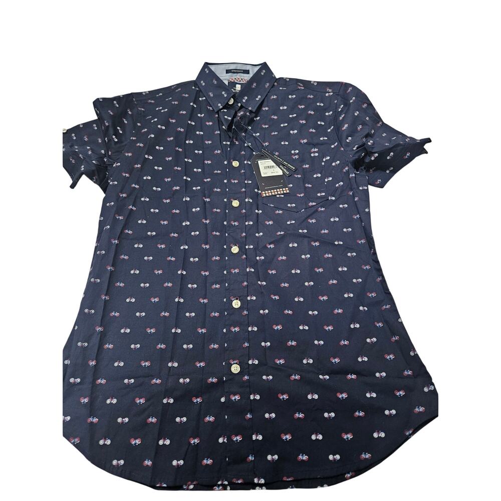 Ben Sherman Short Sleeve Navy Button Down Cotton Bicycle Shirt Small